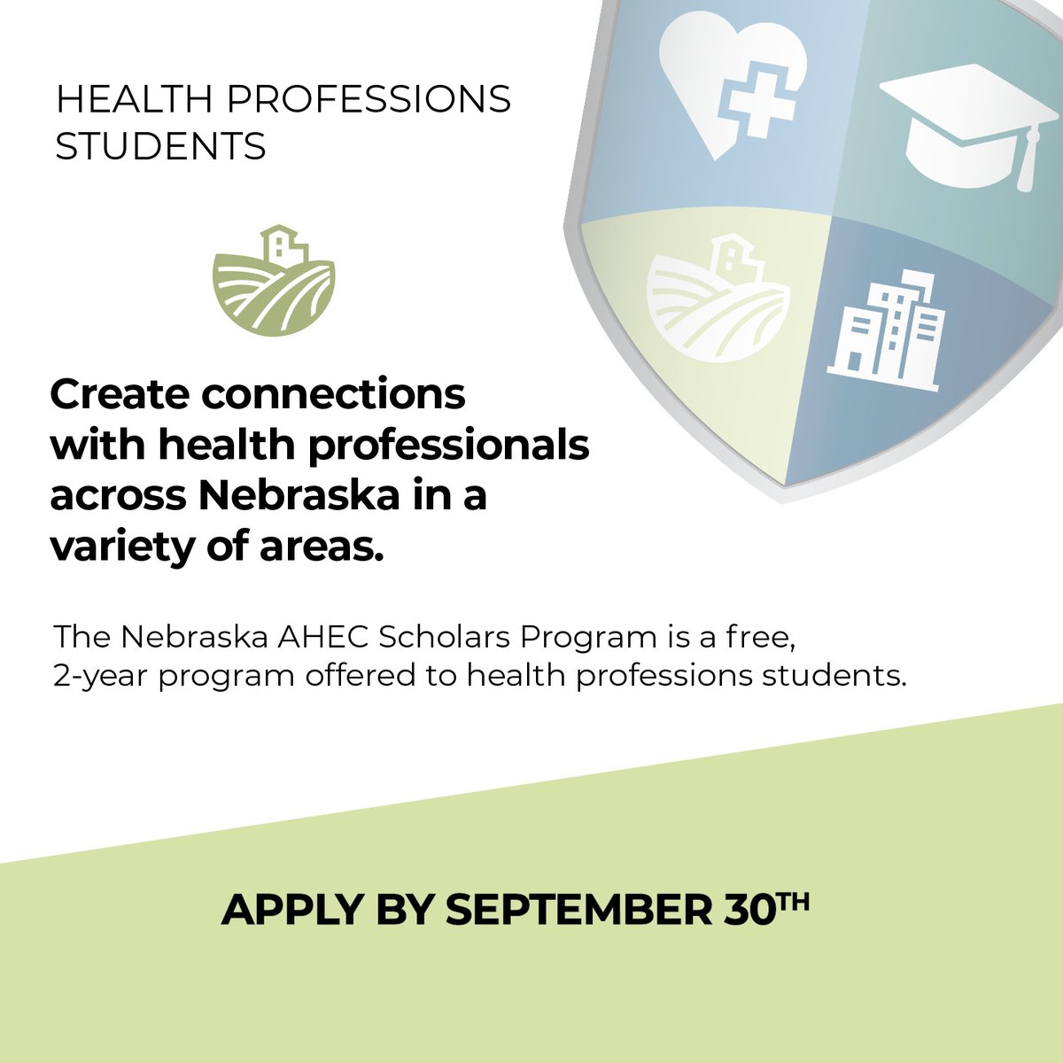 NNAHEC's tweet photo. Health Profession studentsL  The best career opportunities often begin with a conversation.
The Nebraska AHEC Scholars Program helps students build meaningful connections with healthcare professionals across Nebraska 
Apply by Sept. 30:  https://t.co/ygWuFnlAcS

#RuralHealth https://t.co/qCjEBagD3l