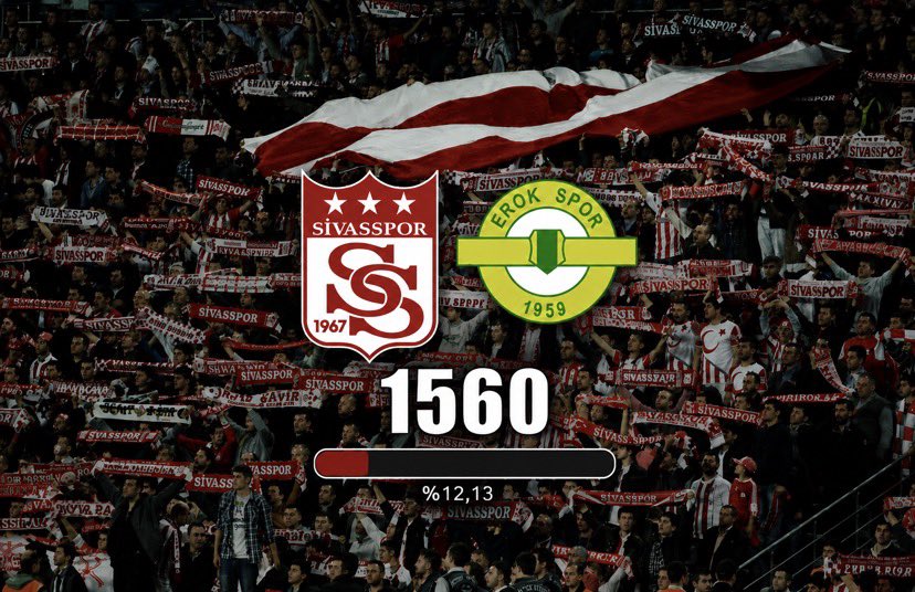 svsdoluluk's tweet photo. Sivasspor’umuz - Esenler Erokspor 
Trendyol 1. Lig Tribün Doluluk Oranı
𝐄𝐯 𝐒𝐚𝐡𝐢𝐛𝐢 𝐒𝐚𝐭ı𝐥𝐚𝐧 𝐁𝐢𝐥𝐞𝐭;
𝟏𝟓𝟔𝟎 / 𝟏𝟐𝟖𝟔𝟖
#Sivasspor https://t.co/ov2vwsfUjP