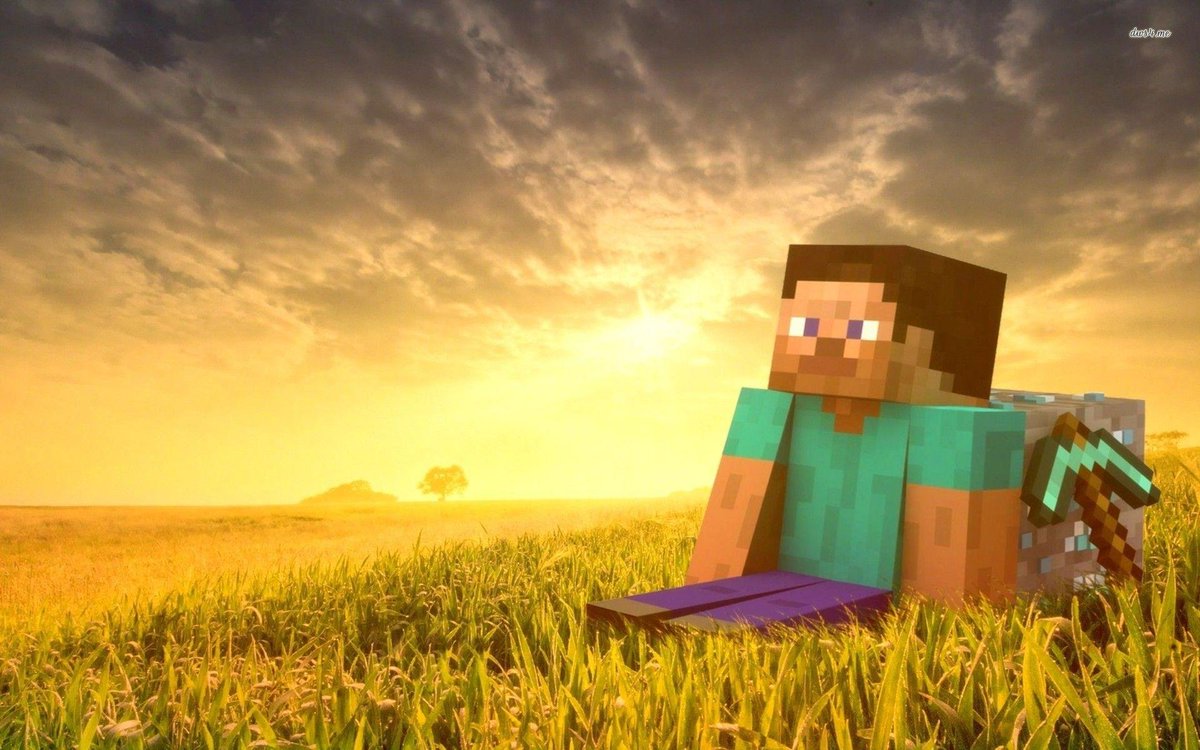 NotiPlay_'s tweet photo. La cuenta oficial de Minecraft ha compartido una imagen que recrea el icónico fondo de pantalla de Steve contemplando el atardecer. https://t.co/2koAz61ZCe