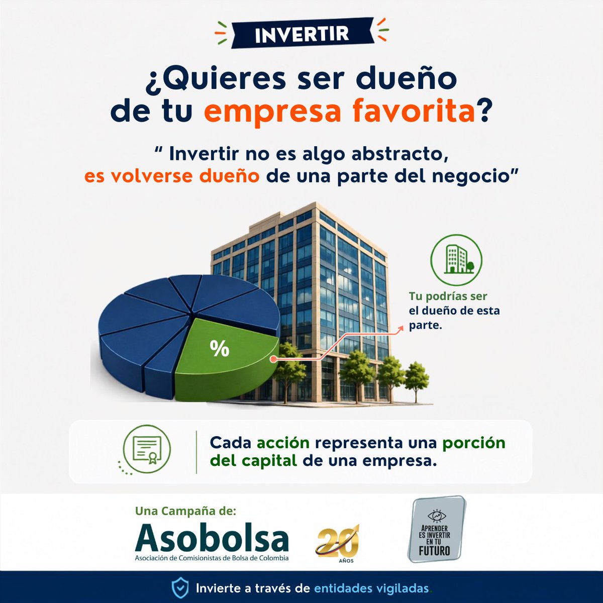 Asobolsa's tweet photo. ¿Has soñado con ser dueño de una empresa? 🚀
Una acción equivale a una porción del capital de una empresa. De tal forma que cuando la adquirimos nos estamos haciendo dueños de una parte de la empresa, convirtiéndonos en sus accionistas.

Inicia tu proceso de inversión es posible. https://t.co/SOGrD7er4J