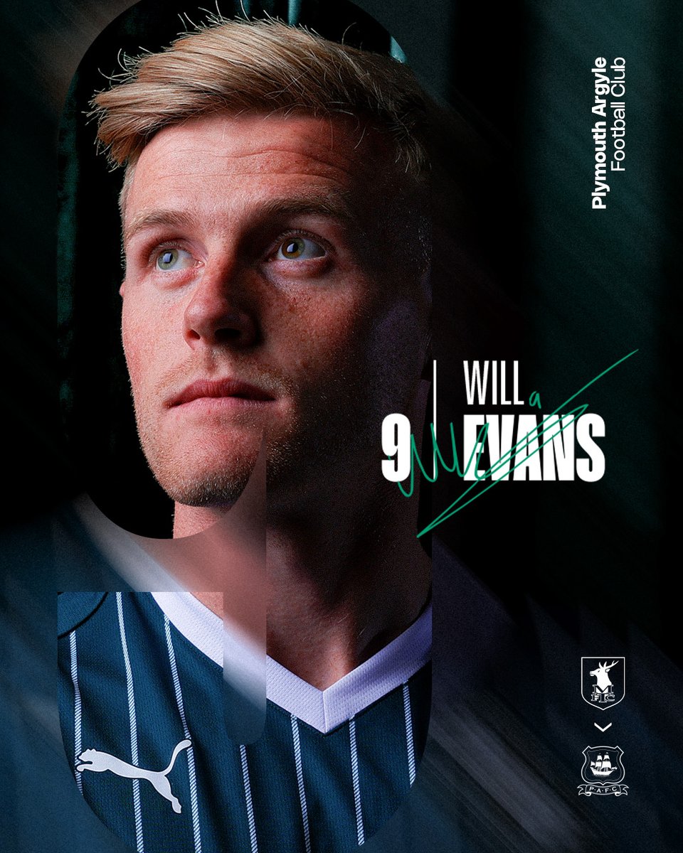 Argyle's tweet photo. Will Evans is a Pilgrim 💚

The 29-year-old signs for Argyle from Mansfield Town, for an undisclosed fee.