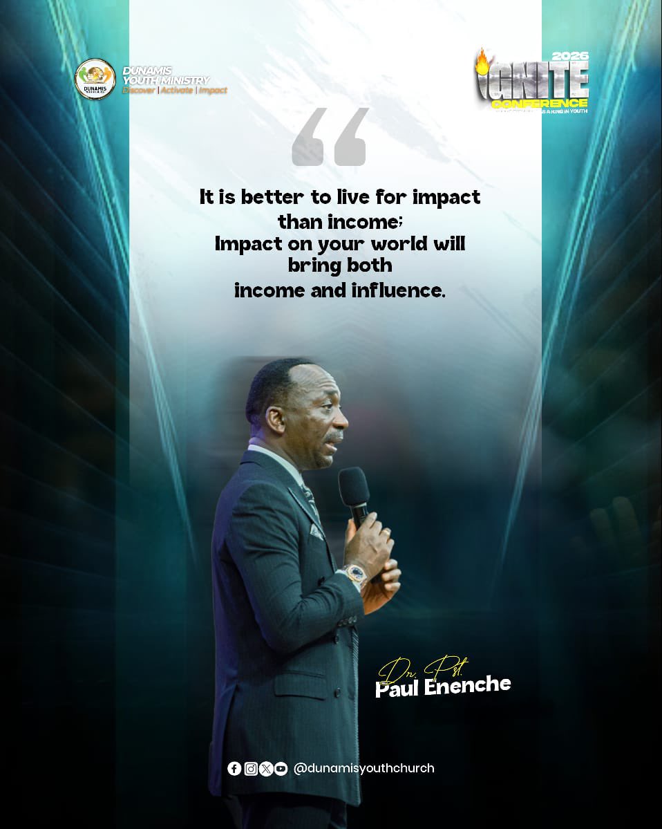 drpaulenenche's tweet photo. Your gift is your vehicle to greatness and influence in Life.

It is better to Live for impact than income; Impact on your world will bring both income and influence.

@drpastorpaulenenche ministering live at Ignite Conference 2026- Day 5 morning https://t.co/MM5KMd2hKN