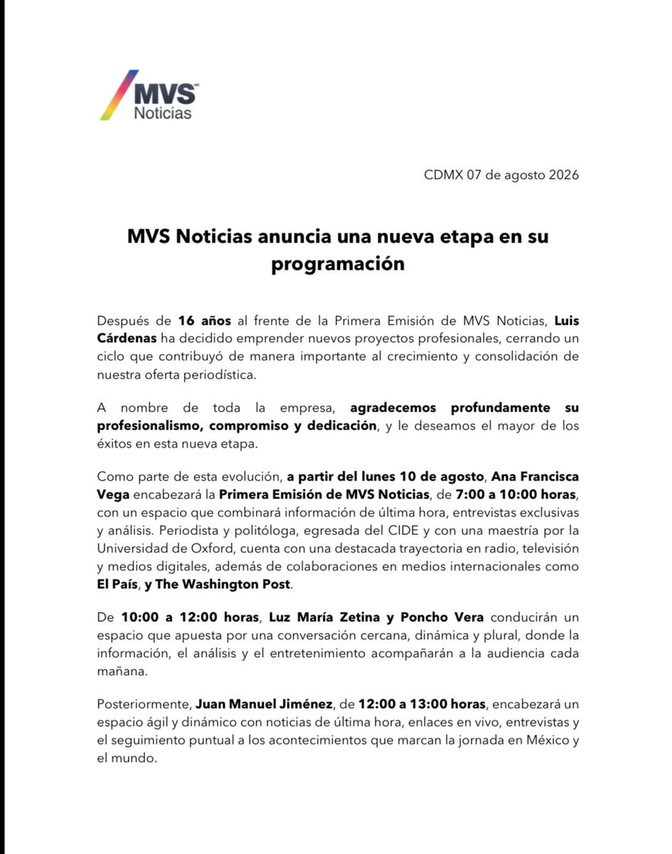 anafvega's tweet photo. Muy honrada y emocionada de acompañar a nuestra audiencia cada mañana, entregándoles la información que importa y el análisis confiable y oportuno que necesitan. https://t.co/gYGo0nTjwo