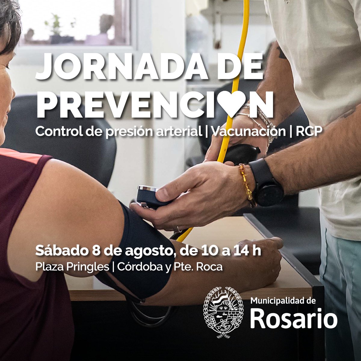 CMDCentro's tweet photo. Te invitamos a participar de una jornada de prevención abierta y gratuita, con actividades pensadas para promover el cuidado de la salud

❤️ Control de presión arterial, vacunación, capacitación en RCP, promoción y cuidados

📅 Sábado 8, de 10 a 14 h. 
📍 Córdoba y Pte. Roca https://t.co/GnnwqHqgBK