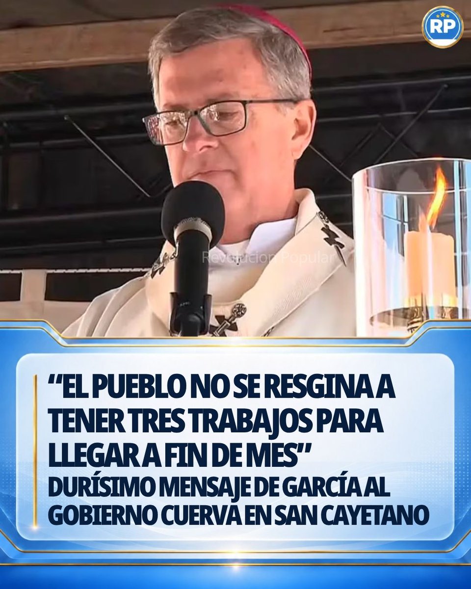 RPN_Oficial's tweet photo. Durante su homilía en la misa principal realizada en el Santuario de San Cayetano, el arzobispo de Buenos Aires, Jorge García Cuerva, cuestionó duramente las consecuencias económicas del actual modelo económico y exhortó que “la libertad económica no puede ser absoluta sino que debe medirse siempre por el bien común”.

El mensaje tuvo lugar apenas un día después de que el gobierno nacional celebrara como propia la visita del papa León XIV a la Argentina, y mientras se realizaba la tradicional marcha por “Paz, pan, trabajo y techo” organizada por los movimientos sociales y gremiales hasta Plaza de Mayo.

Frente a la multitud congregada en Liniers, la máxima autoridad de la iglesia porteña puntualizó que “el pueblo no quiere resignarse a que el trabajo sea una mercancía, ni que haya que tener dos o tres trabajos para llegar a fin de mes, ni caer en la trampa de los créditos que endeudan a miles de familias”.

Denunció que mientras esto ocurre hay “una clase dirigente que parece mirar hacia otro lado” y que pone “toda su energía en descalificaciones y debates estériles que no resuelven la vida de nadie”.

Y en el mismo tono cuestionó a los funcionarios que tienen “la mirada nublada de ideologismos que luego se estrellan la realidad cotidiana”.

“Pero con solo lamentarnos no se resuelve nada”, reconoció y pidió a la dirigencia que “se multiplique el dialogo, la búsqueda de consensos, el bien común y las oportunidades de trabajo”, así como también “que se multiplique la justicia social”.