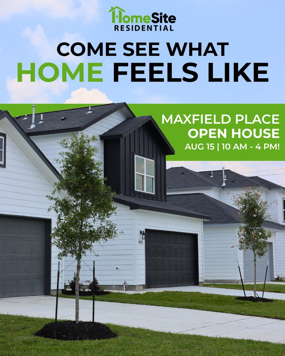 HomeSiteRes's tweet photo. Come See What Home Feels Like At Maxfield Place!
Join Homesite Residential on Saturday, August 15 from 10AM- 4PM to tour all of our floor plans. Come explore the details, layouts, and lifestyle that make these homes stand out!
We can't wait to welcome you!
https://t.co/8RifAiGMLv https://t.co/gpBNEbeNVL