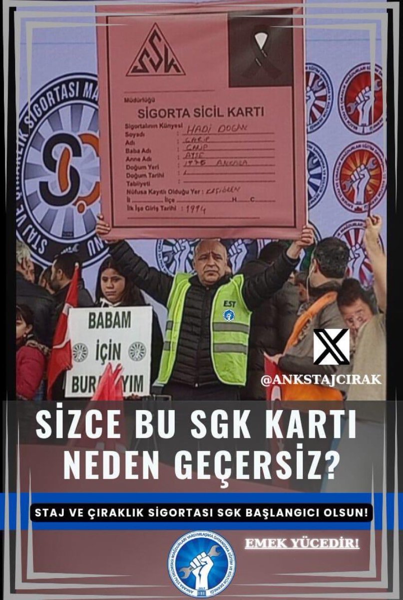 ErolYAZARRR's tweet photo. @nowhaber @ozngndgdu Staj ve Çıraklık adı altında çalıştık emek verdik alınteri döktük karşılığında her çalışan insana verilen sigorta kartı verildi şimdi kartı veren devlet verdiği kartı tanımıyor #buneçelişki

Gerçek SSK kartıyla 🇹🇷🇹🇷🇹🇷
@yenipartiyiz @Akparti 60
#StajyerçıraklarıKandırdınız https://t.co/7jOAbtfqza
