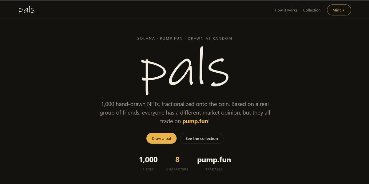 nftpals_sol's tweet photo. How does NFTpals work? 

NFTpals is where tokens meet NFTs.

Hold $PFP → Trade for a Pal NFT → Hunt rare pulls → Re-roll and try again.

A new way to collect, powered by the Pals Bank. https://t.co/zYyLa91d95