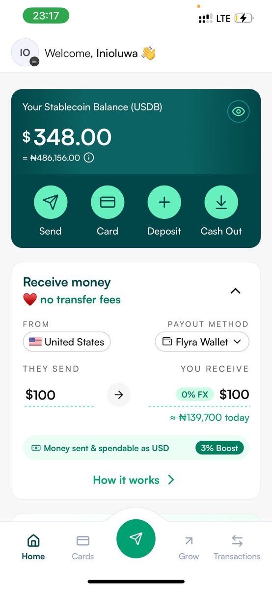 inioluwaeth's tweet photo. Just got paid $240 in referral bonuses from Flyra💚

The process was smooth, and the rewards landed without any issues.

3% Balance Rewards, 0.5% cashback on the Visa card, and fast cross-border payments. Solid experience so far. 

@flyrahq 

Shoutout to the founder, @oneal_b  👏 https://t.co/P9SaqIscii