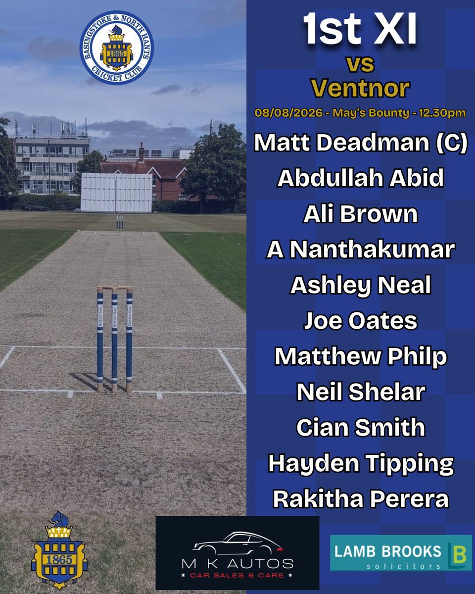 BasingstokeCC's tweet photo. Team News! 🏏

Tomorrow we've got the 1s, 4s and 5s all playing at home, whilst the 2s head to Gosport Borough, and the 3s visit Kingsclere 👊

#Cricket #Basingstoke #Hampshire #HampshireCricket https://t.co/LiUwuyXopV