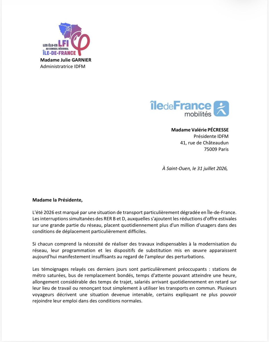 groupelfi_a's tweet photo. Face aux perturbations massives des transports franciliens dont les @RERB et @RERD_SNCF, nous demandons une cellule de crise, des renforts immédiats et une indemnisation exceptionnelle, proportionnée au préjudice subi par les usagers. https://t.co/vWtGNgfVh5