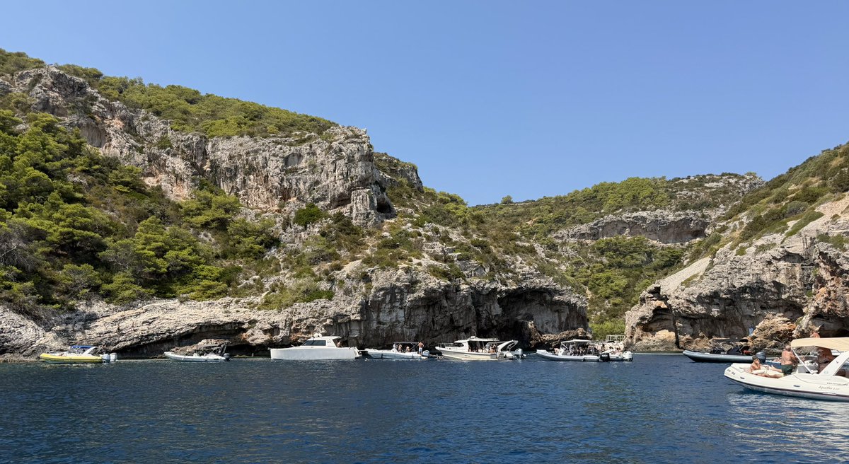 CallyGingrich's tweet photo. Grateful for a beautiful day exploring the waters around Vis, Croatia. From a former Yugoslav Navy tunnel to Stiniva Beach and the stunning Blue Cave on Biševo, we experienced the natural beauty and fascinating history of the Adriatic. 🇭🇷 https://t.co/OoxZygMovR