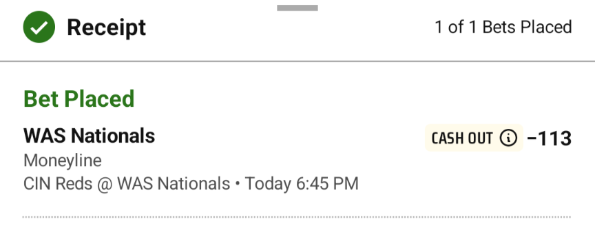 Cc_betts's tweet photo. Give me the Nationals ML today 🫡🙏
#Gambling𝕏 #gamblingcommunity https://t.co/6g8b39EbeE