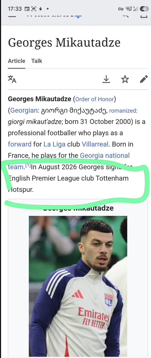 Spurs4ever123's tweet photo. @Talking_spurss On his Wikipedia it said this but now it don’t 😅😅😅??? https://t.co/NB7V2gEMY0