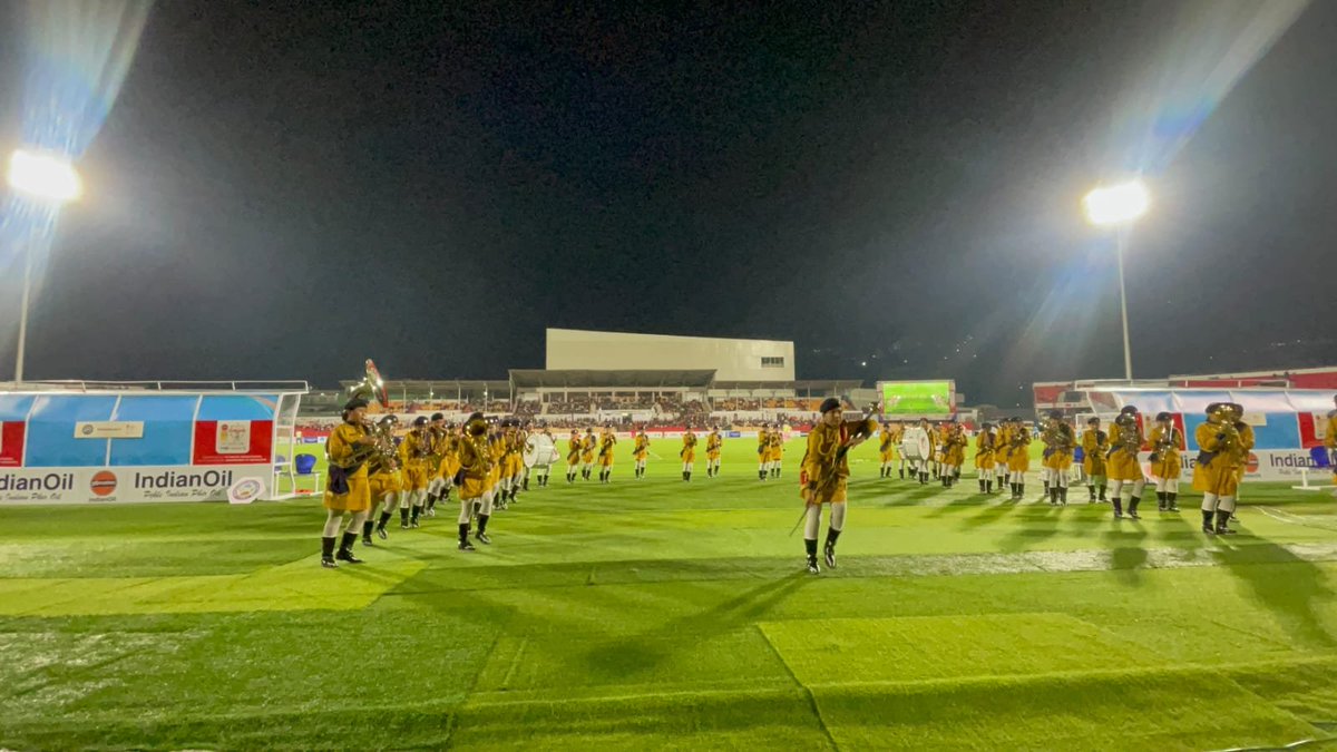 GpShillong's tweet photo. NCC Band + Durand Cup = goosebumps.
NCC Auxilium Girls Band leading the rhythm at Shillong🔥 #DurandCup2026 #NCC  @nccner https://t.co/Y5bmNTjWdA