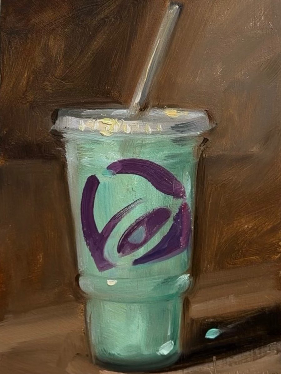 NoahVerrier's tweet photo. My oil painting of the Baja blast dirty soda https://t.co/Hj6YG7jTw6