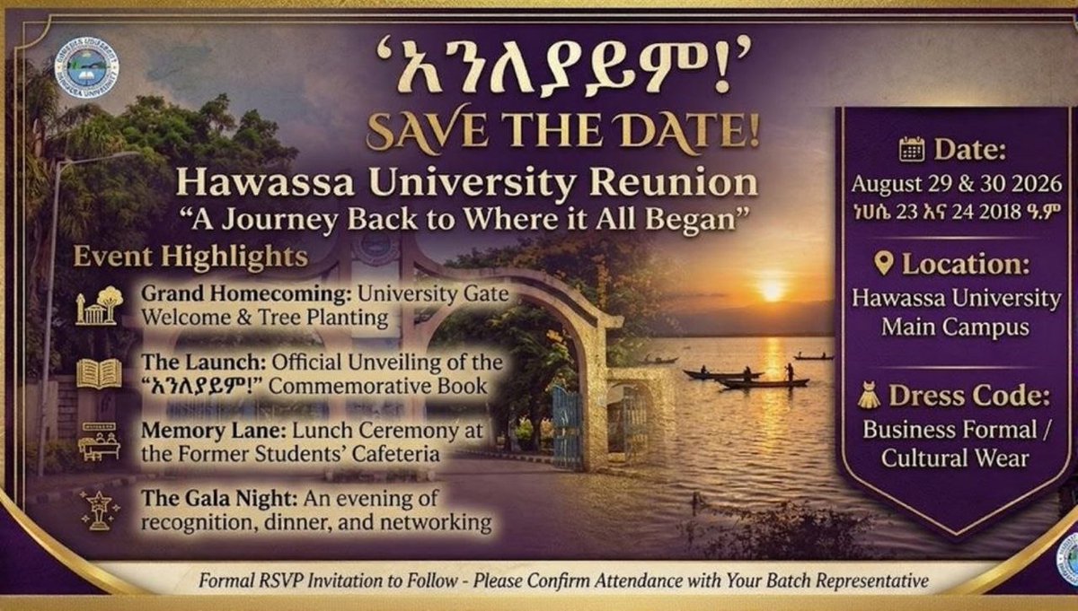 hawassaunalumni's tweet photo. Countdown to Alumni's 20th Year Graduation Anniversary and reunion Event.

https://t.co/luuNSPXeri https://t.co/zrESmHLyWe