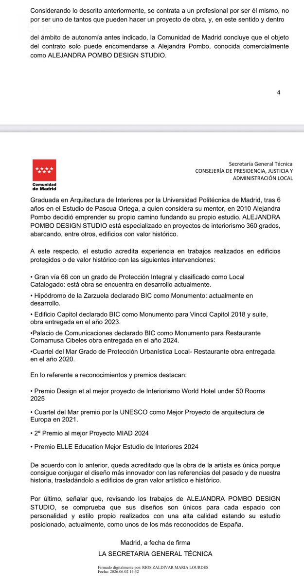 _PabloFdez_'s tweet photo. Contrato para reformar la Puerta del Sol. Negociado sin publicidad y adjudicado a dedo por casi 60.000 euros, sorteando el límite para hacer contratos menores de obra… La “adjudicataria “ es Alejandra Pombo, prima de María Pombo.

Todo queda en casa. Ayuso es CORRUPCIÓN. https://t.co/8EEvmfrqrm