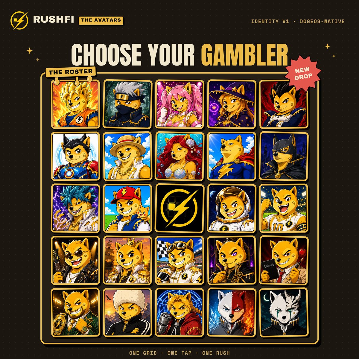 RushhFi's tweet photo. GWoof everyone⚡️

We went quiet. @Dogeoro7 went recruiting 

24 friends, on grid to surf 

Which one are you claiming? https://t.co/TzeRwXro7y