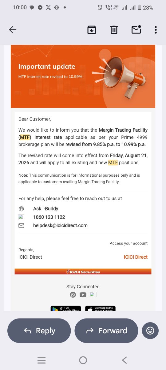 HariaRonak's tweet photo. @ICICI_Direct 
I opted for ur Premium Plan with the expectation of better pricing and benefits. Instead, my MTF interest rate has been revised twice, resulting in higher charges. This is unfair &amp; defeats the purpose of paying for a premium service. Kindly review and rectify this. https://t.co/oJo8LNwVpt