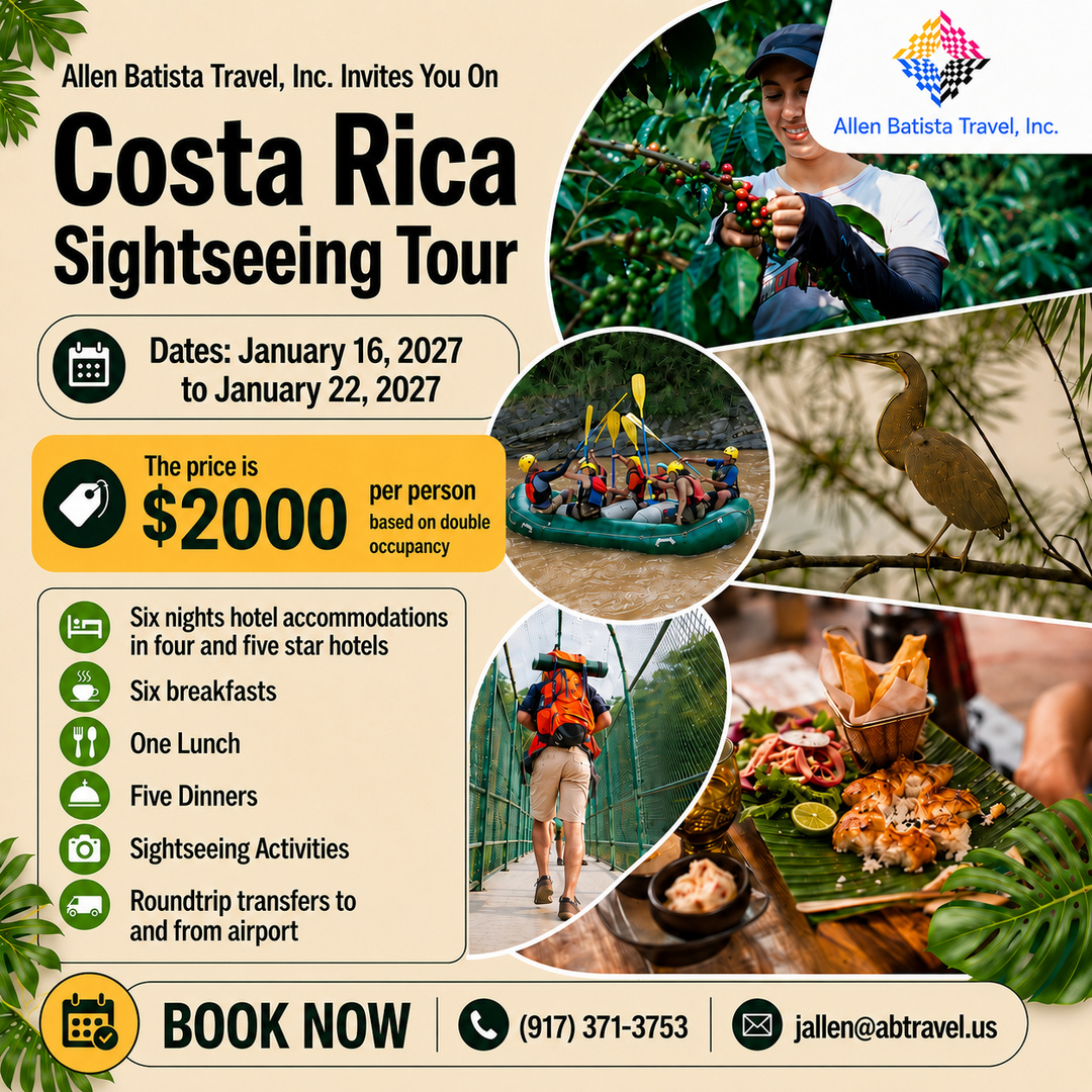 ABTravelUS's tweet photo. Costa Rica escorted tour offers adventures that connect you with nature like nowhere else. It’s time to discover Costa Rica with
Join Allen Batista Travel, Inc. upcoming Costa Rica sightseeing tour from January 16, 2027 to January 22, 2027
https://t.co/TKvpQeTKPX
#CostaRica https://t.co/x8Y6KasWLp