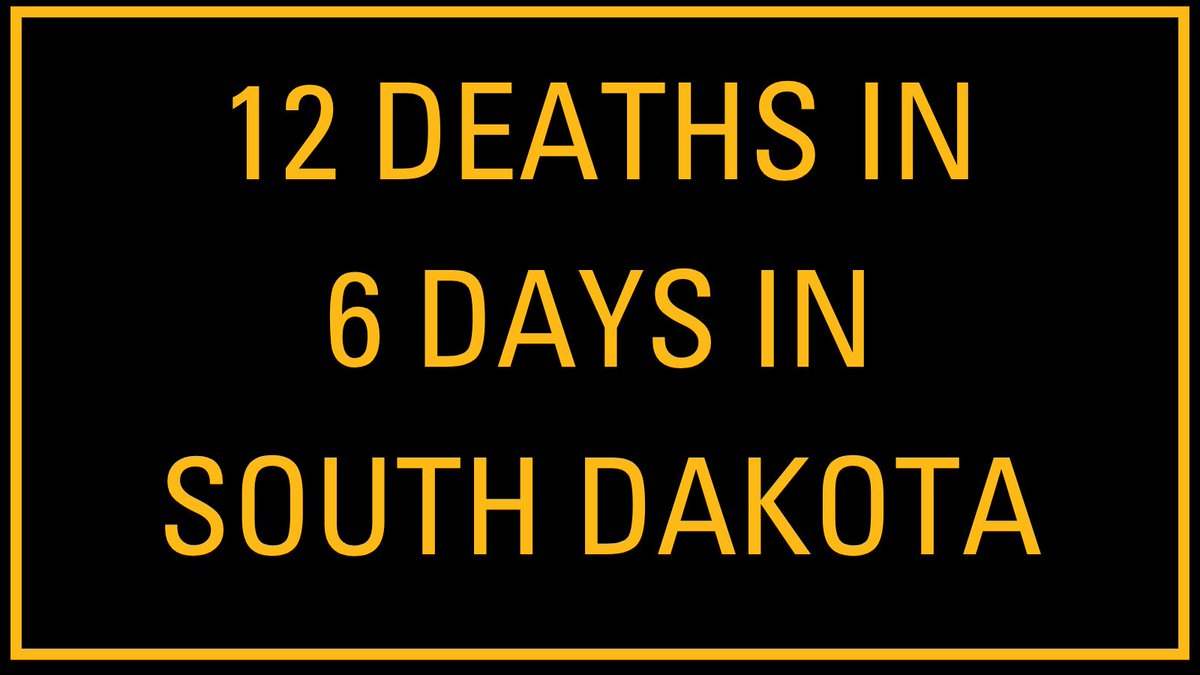 SouthDakotaDOT's tweet photo. 12 DEATHS IN
6 DAYS IN
SOUTH DAKOTA
Let's all do our part to advance safety by slowing down, wearing seatbelts, avoiding distractions (Buckle Up, Phone Down) and sharing the road with courtesy and respect.
#CountingOnYou #SDDOT #SD511 #DriveSafeSD https://t.co/iHXUBUUtf7