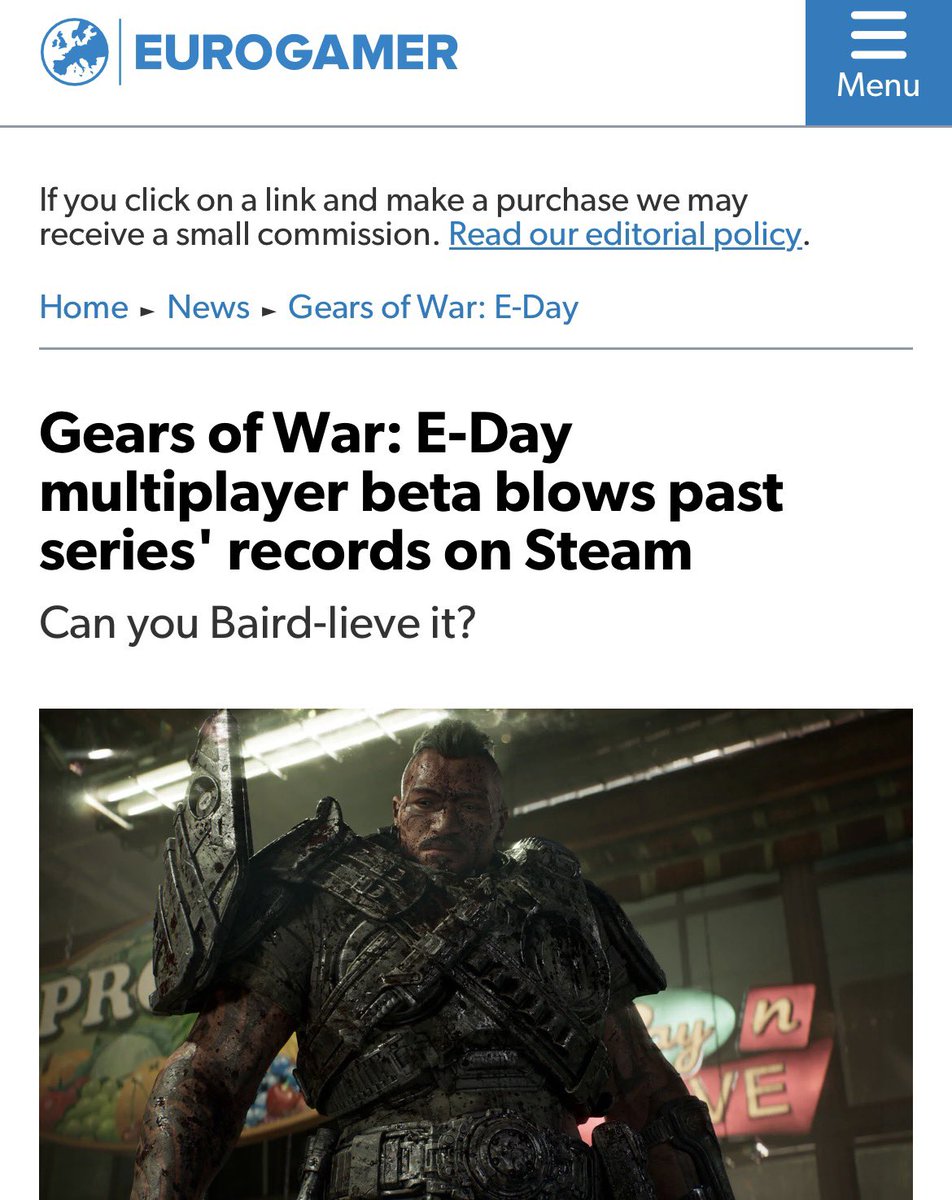 NikoMueller's tweet photo. Haters: ‘Gears bad!’

Reality: 😁
‘Gears beta blows blows past series’ records on Steam’ https://t.co/FmxlR3Dwll