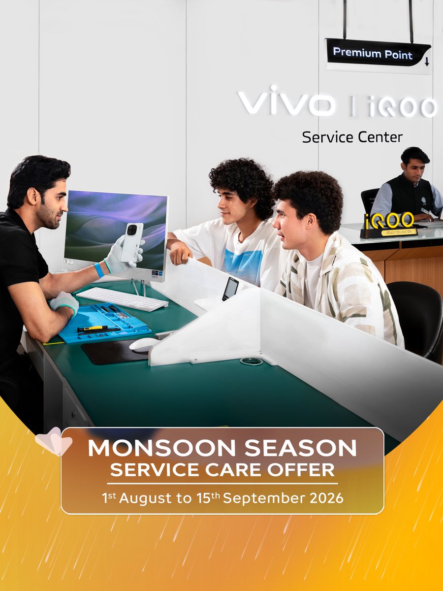 TechSAM009's tweet photo. #iQOO Monsoon Season π§οΈService Care Offer!
π Zero Labour Charges.
π 15% Off on Spare Parts.
π 1st August to 15th September! https://t.co/mTmgjrEoPk