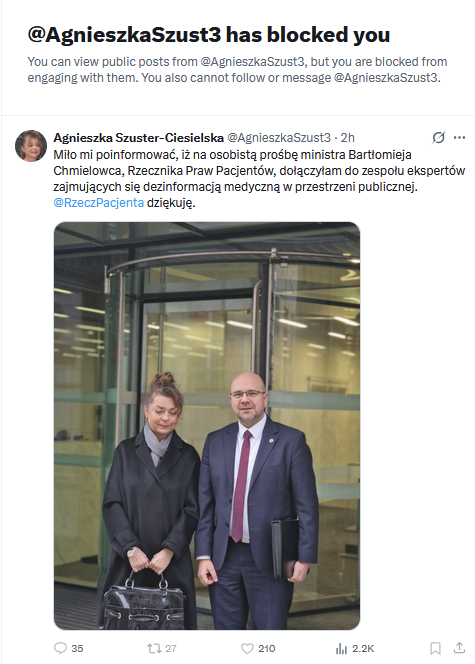 PiotrWitczak_'s tweet photo. Podobno 100 "wybitnych" naukowców z obszaru medycyny apeluje do @NawrockiKn o podpisanie Lex Szarlatan
https://t.co/2NH2jXiWao

Na razie lista naukowców podpisanych pod tym apelem pozostaje tajemnicą - mam nadzieję, że nie wstydzą się poparcia tej haniebnej i depczącej konsytuację ustawy 

Opinia publiczna chciałaby wiedzieć czy równie wybitne są ich konflikty interesów z przemysłem farmaceutycznym

Zgadnijcie, kto staje się twarzą poparcia dla tej ustawy? Z powyższego artykułu dowiecie się, że: "Jednym z najmocniejszych głosów poparcia dla ustawy jest list otwarty prof. Agnieszki Szuster-Ciesielskiej"

Tak, dobrze widzicie - prof. Szuster-Ciesielska, prawa ręka Rzecznika Praw Pacjenta ds. "dezinformacji medycznej", która agituje za obowiązkowymi szczepieniami przeciw HPV i chętnie występuje na sesjach finansowanych przez producenta tej szczepionki. Opowiada się również za usunięciem z rynku czasopisma branżowego "Zdrowie bez leków"
https://t.co/5bMReOGa87
(dowody na zdjęciu i w komentarzach)

I ta ekipa wmawia Wam, że tutaj chodzi tylko o "walkę z szarlatanami"...

To jest walka establishmentu medycznego z niezależną nauką i wolnością słowa - próba zabetonowania zależnej od przemysłu "aktualnej wiedzy medycznej" jako jedynie słusznej 

Ten apel stanowi kontrę wobec listu ponad 100 niezależnych od big farmy naukowców, którzy apelują do Prezydenta o weto wobec tej ustawy, a ich podpisy są jawne
https://t.co/DhSndSHyc1
