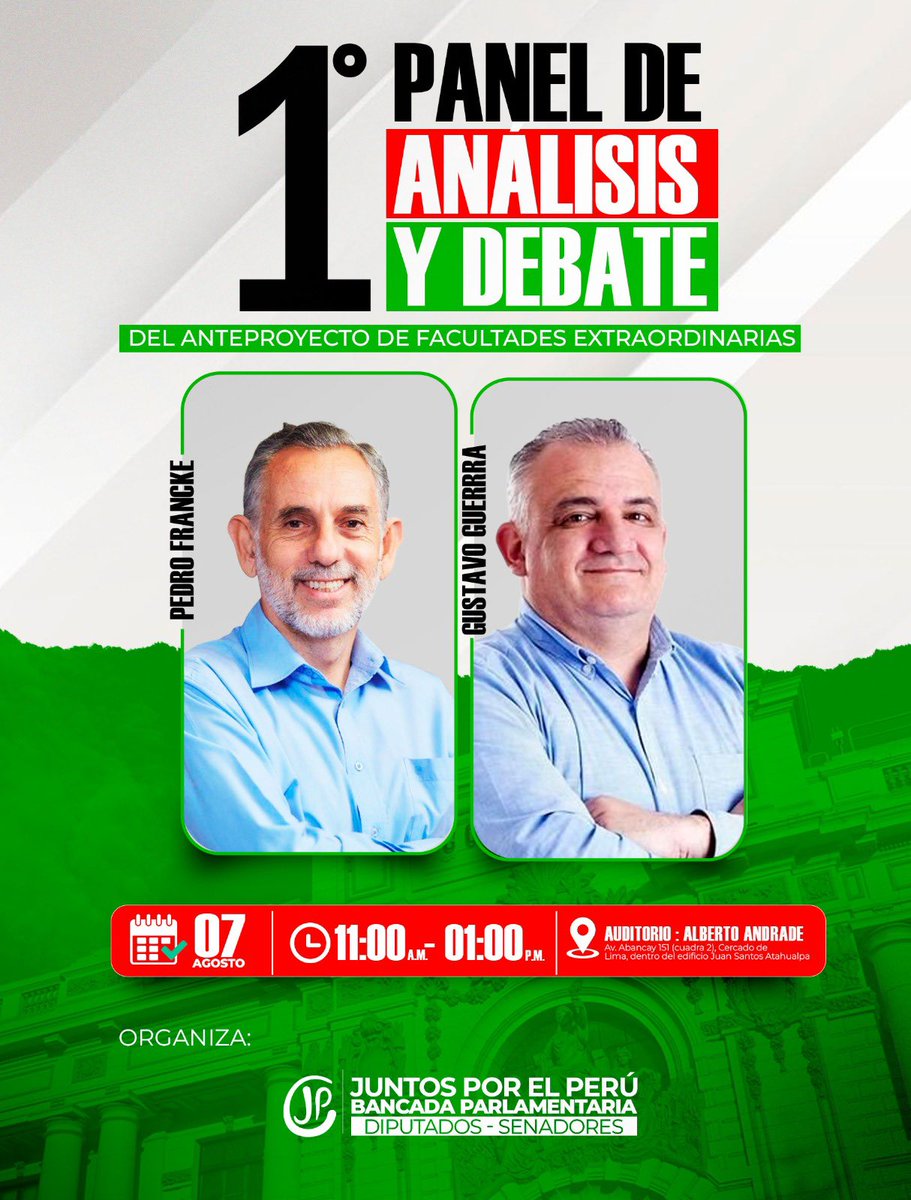 RobertoSanchP's tweet photo. En el Grupo Parlamentario de Juntos por el Perú: Diputados y Senadores y los equipos técnicos hemos iniciado la discusión y análisis del proyecto preliminar de la solicitud de Facultades. 
¿Debe la bancada del Pueblo otorgarle las facultades al gobierno fujimorista? https://t.co/8fm8U69VQA