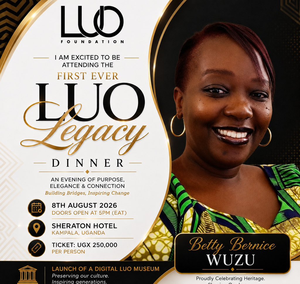 Ashby_patrick's tweet photo. Join brothers from the Luo community from Uganda, Kenya, South Sudan, DRC and Tanzania for the Legacy Dinner tomorrow August 8, 2026 at Sheraton Hotel Kampala. #LuoFoundation , #luolegacydinner, https://t.co/8NqAvvMVrY