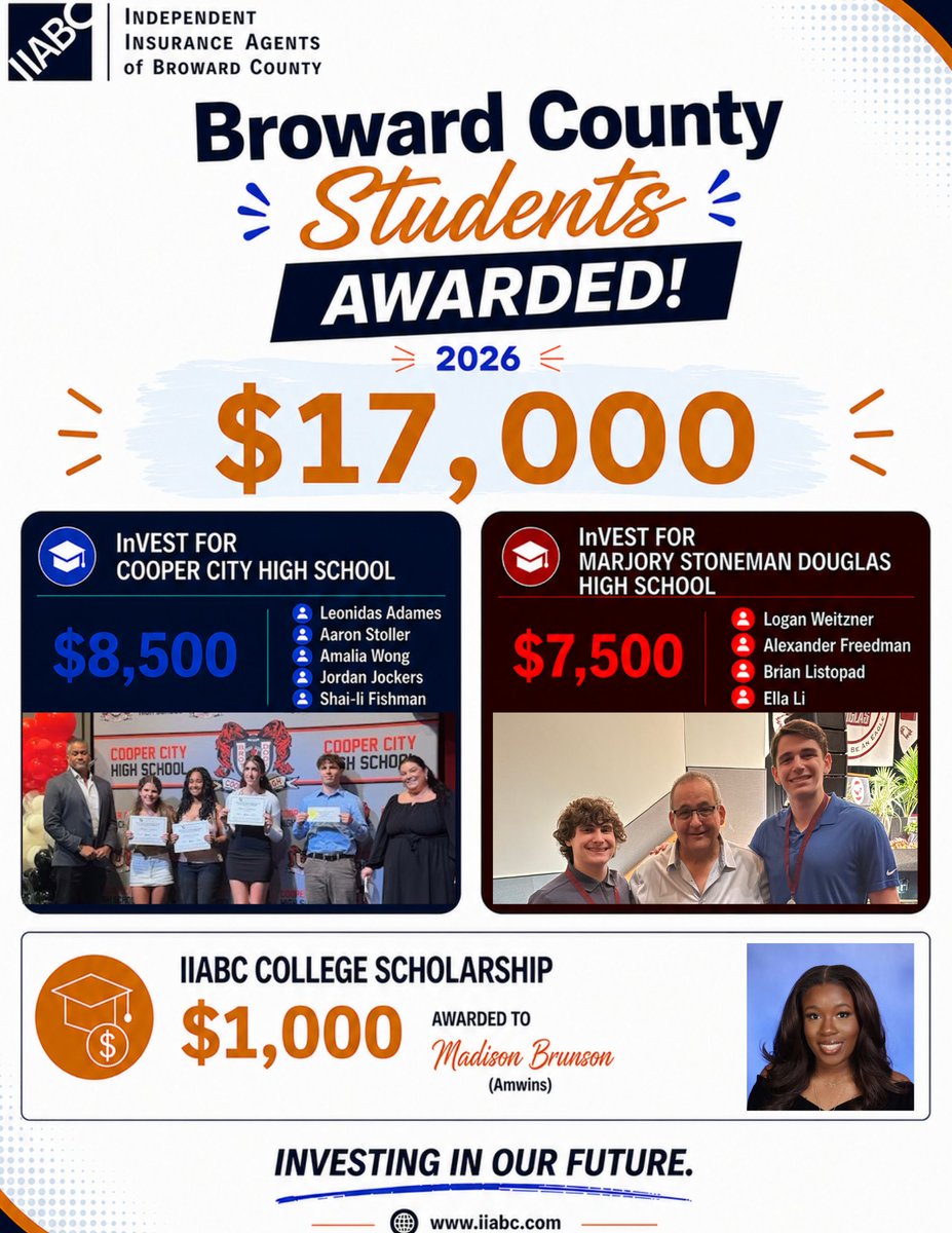 IIABC's tweet photo. 🎉 Congratulations to our 2026 IIABC InVEST and College Scholarship recipients! A heartfelt thank you to our generous sponsors and dedicated InVEST volunteers for making these programs possible. 
Interested in learning more? Email iiabc@iiabc.com https://t.co/2PppDUGa40