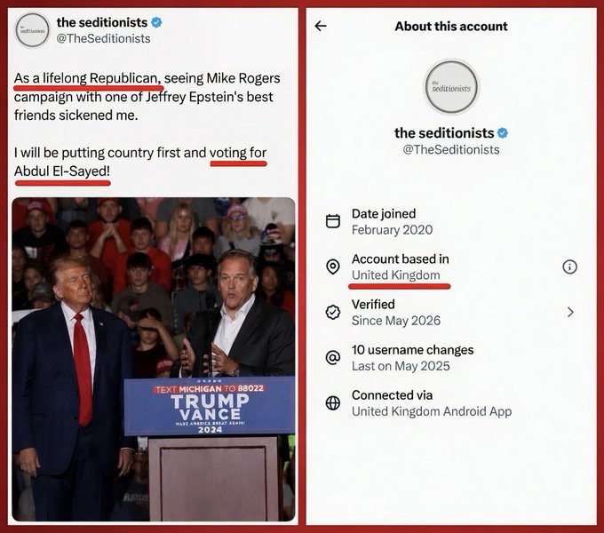johnnylocal's tweet photo. @libsoftiktok He's a Fraud, hates US and Michigan needs to wake up! https://t.co/tx9Ri4fmaE