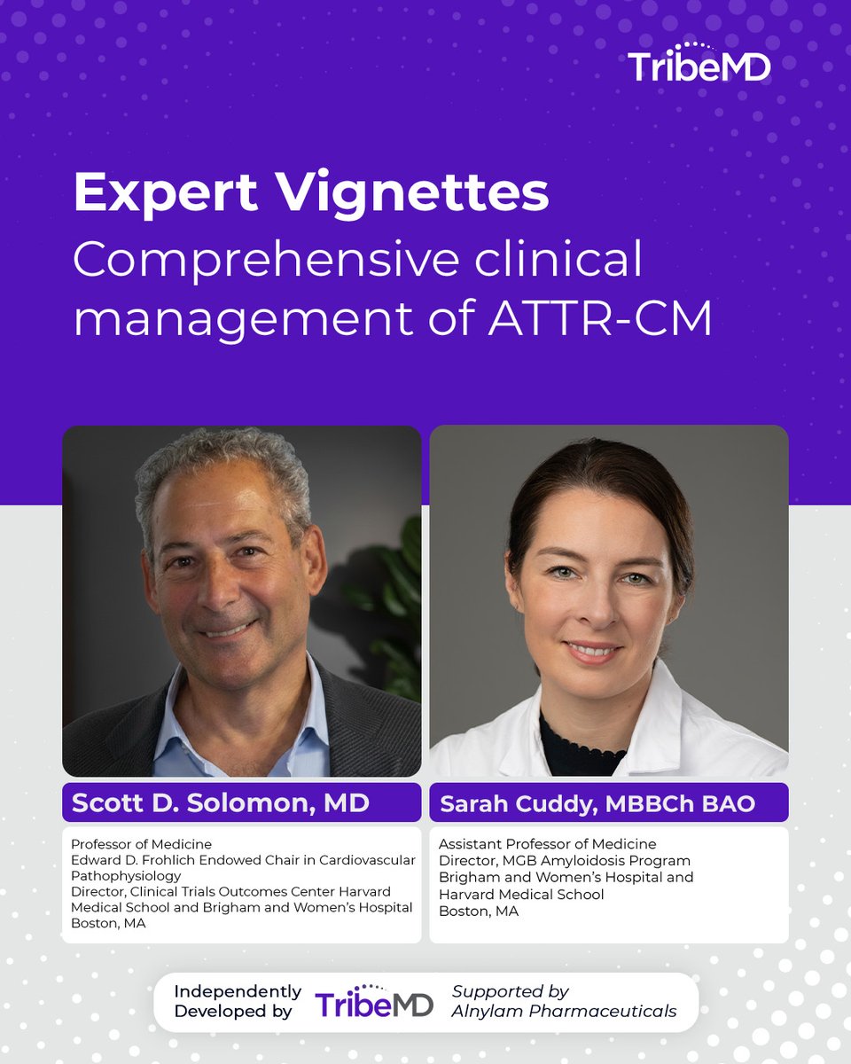 TribeMDUS's tweet photo. Managing ATTR-CM extends beyond disease-modifying therapy.

Dr. Scott Solomon and Dr. Sarah Cuddy discuss therapeutic selection, heart failure management, arrhythmias, and cardiac complications in clinical practice.

📌 Read more on the TribeMD Portal. Link: https://t.co/Uurl2dvztW