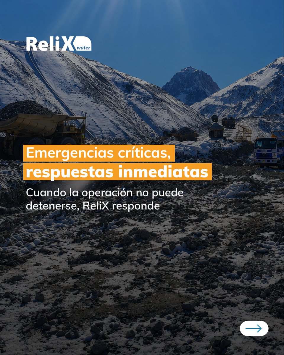 ReliX_Water's tweet photo. Enfrentamos los escenarios más exigentes para entregar tranquilidad y continuidad a las operaciones. Ponemos toda nuestra capacidad técnica, logística y de respuesta al servicio de la minería chilena.

Agilidad, precisión y compromiso: ese es el estándar que nos distingue. https://t.co/92zhYtLXC1
