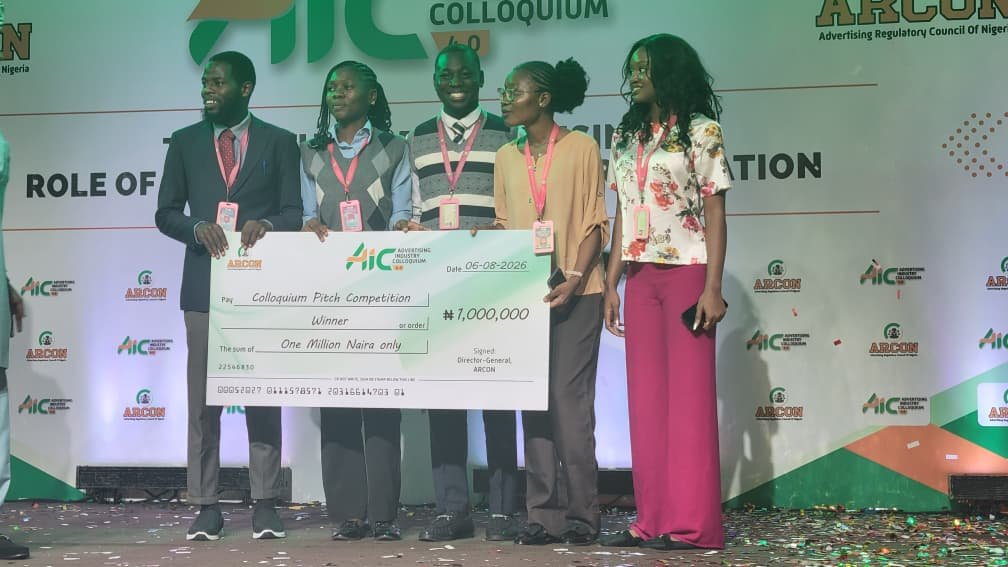 KwasuOfficial's tweet photo. Kwara State University, Malete, has won the 2026 Creative Advertising Pitch Competition organised by the Advertising Regulatory Council of Nigeria (ARCON).

The KWASU team defeated other participating universities from across the country in the competition that was held on Thursday, August 6, 2026, during ARCON's 4th Annual Colloquium at D'Podium Event Centre, Ikeja, Lagos. 

The colloquium was themed "The Future of Advertising: Role of Platforms, People and Regulation," and the national contest featured undergraduate teams from selected tertiary institutions that qualified through a rigorous screening process.

Participating teams were assessed on creativity, strategic thinking, innovation, and presentation skills while pitching communication campaign ideas before a panel of industry experts where KWASU secured the overall first position with an impressive score of 489.5 points, ahead of the University of Ilorin, which finished second, and Rivers State University, which placed third.

The victorious KWASU team was made up of five students from the Department of Mass Communication: Olusola Oyedele Oladeji, Adeosun Omotoyosi, Adeola Adeyemi Precious, Olagunju Boluwatife, and Olawoyin Habeebulahi.

Their winning presentation drew praise from the judges for its originality, strategic insight, and compelling delivery, a hallmark of the quality of training and talent within KWASU's Mass Communication Department.