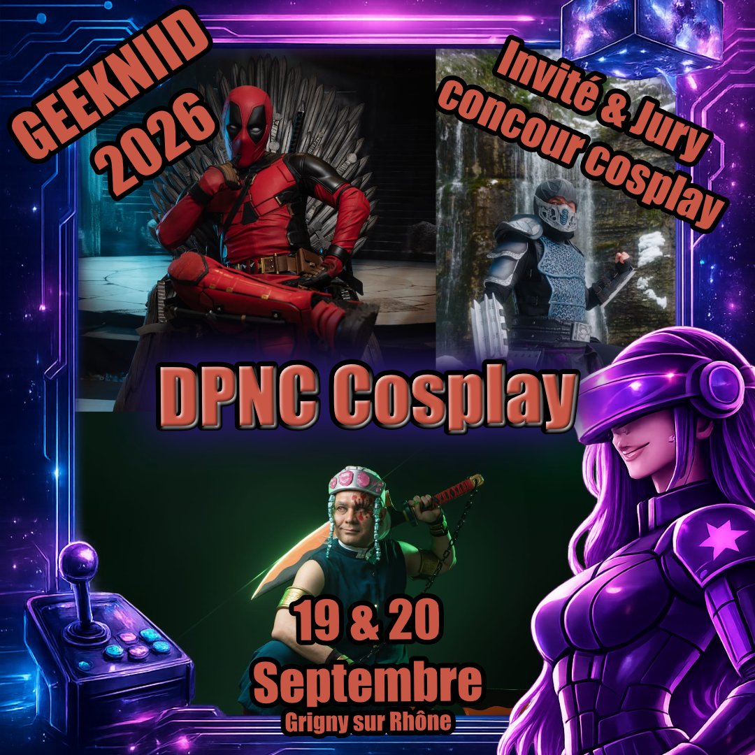 NIIDFR's tweet photo. 🎭 DPNC Cosplay rejoint la GeekNIID 2026 !
Finaliste de la Coupe de France de Cosplay (Saison 7), vainqueur de la Coupe de France Online et guest international, il sera membre du jury du Concours Cosplay de la #GeekNIID2026 ! 🔥
📅 19 &amp; 20 septembre – Grigny (69520)
 #DPNCCosplay https://t.co/yTzUsLmnS1