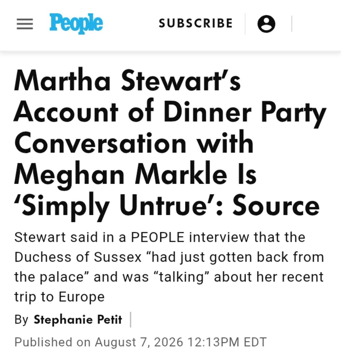 LyleSckeepers's tweet photo. One of the hosts who sat next to Meghan @people

“I sat next to Meghan at the dinner party, and this account of what happened is simply untrue,” the source tells PEOPLE, adding, “Meghan didn’t talk about her European vacation other than to say the family had a great time.” https://t.co/lzoeY19Uvs