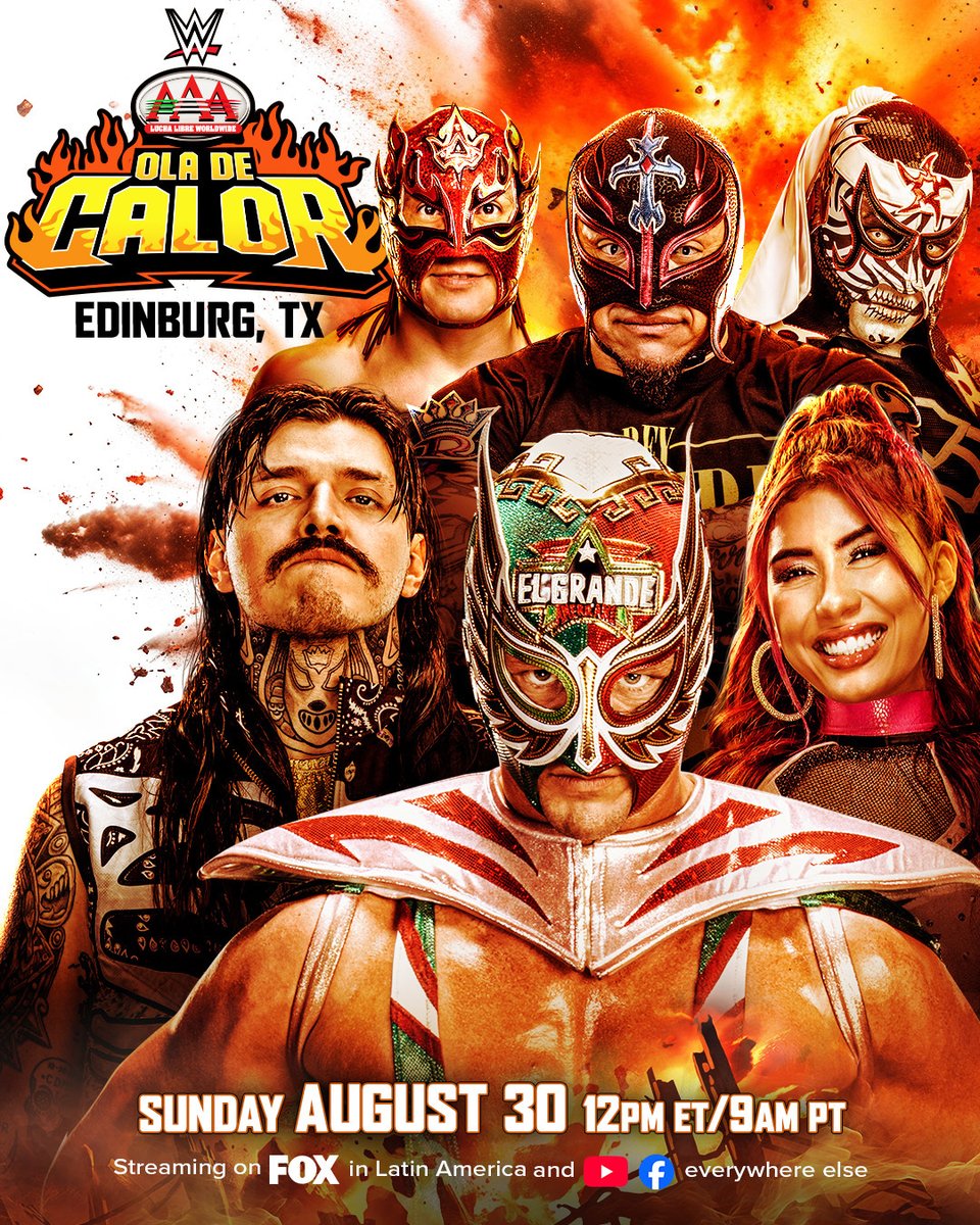 luchalibreaaa's tweet photo. #AAAOlaDeCalor llega a Texas! 🔥🔥🔥

Domingo 30 de Agosto. Boletos a la venta ahora. 

https://t.co/aCb7YdYr9X https://t.co/8kQpCG5B0q