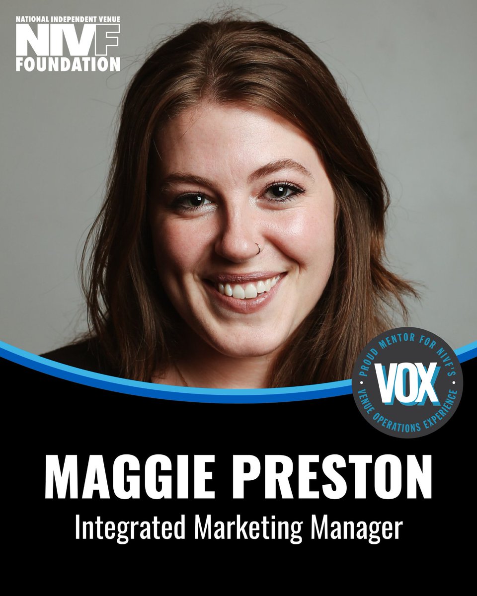 NIVFdotorg's tweet photo. Please join us in welcoming Maggie Preston as a mentor for the 2026 VOX cohort! 🎉 She loves mentoring because it gives her the opportunity to give back to the live entertainment communities she cares deeply about while helping shape the next generation of industry professionals. https://t.co/BvkRfXRe9j