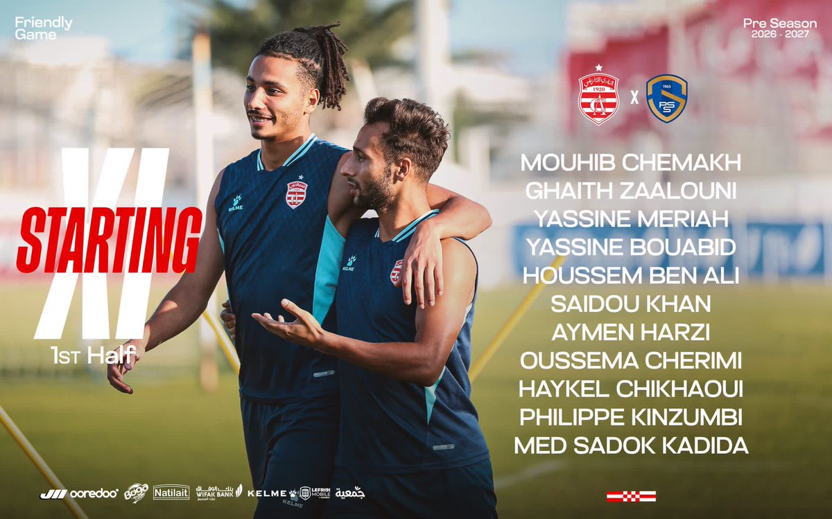 LefrikiTime's tweet photo. Le XI qui début le match d’amical aujourd’hui !
Le XI partant commence à se dessiner, en attendant quelques recrues.
#ForzaCA #TUNISIE #LP1 https://t.co/DSc7P4Zrbc