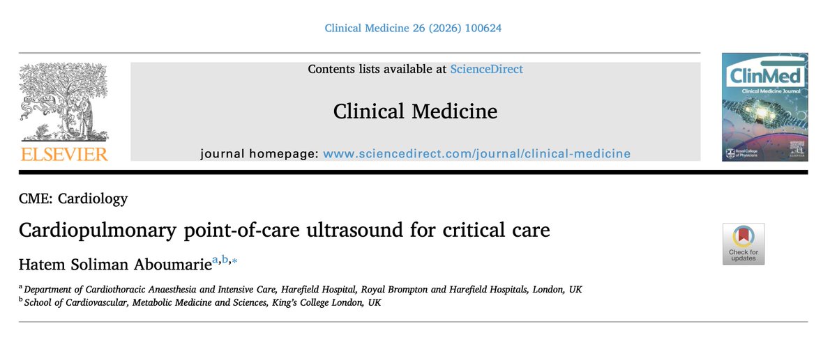 IM_Crit_'s tweet photo. Nice review article by @Aboumarie (kudos!) examining the evolution, physiological principles, and clinical applications of point-of-care ultrasound (POCUS) and Critical Care Echocardiography (CCE)
 
Some take-home points:
* POCUS has expanded from simple bedside "rule-in/rule-out" exam into a comprehensive diagnostic approach
** The "POCUS Pyramid": Effective hemodynamic evaluation relies on integrating three key pillars rather than evaluating an organ in isolation: 
echocardiogram + lung ultrasound + systemic venous assessment (VEXUS)
 
Key applications in Critical Care:
1. Differentiating shock phenotypes
2. Assessing hemodynamics & preload responsiveness
3. Evaluating hypoxemia
 
You may find useful the proposed algorithms for the evaluation of patients with hypotension and/or hypoxemia: