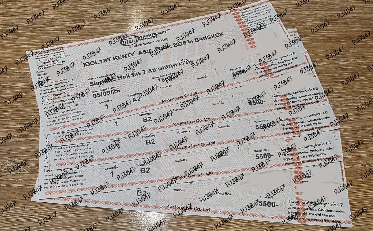 PJ3047's tweet photo. (WTS) Selling Tickets

IDOL1ST KENTY'' ASIA TOUR 2026 in BANGKOK

中島健人 バンコク チケット

09/05 VIP B2 row 3-5 

All benefits✅️ Hi-bye✅️

💴 Paypal (goods &amp; services) , Wise 

DM me if you're interested
DMでお問い合わせください
#KENTY #IDOL1ST_KENTY #中島健人
#中島健人譲 https://t.co/gs1Y8ib3J3