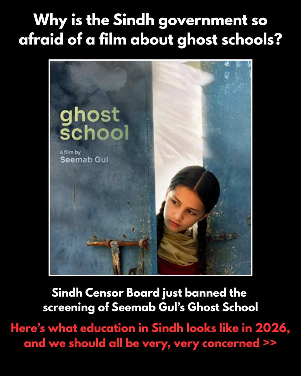 armchaireviews's tweet photo. @aqliyatihuqooq Jiyalas are talking about “educational reforms” but their own government has banned an internationally acclaimed documentary on Sindh ghost schools…the irony… https://t.co/eNYGXodqvp