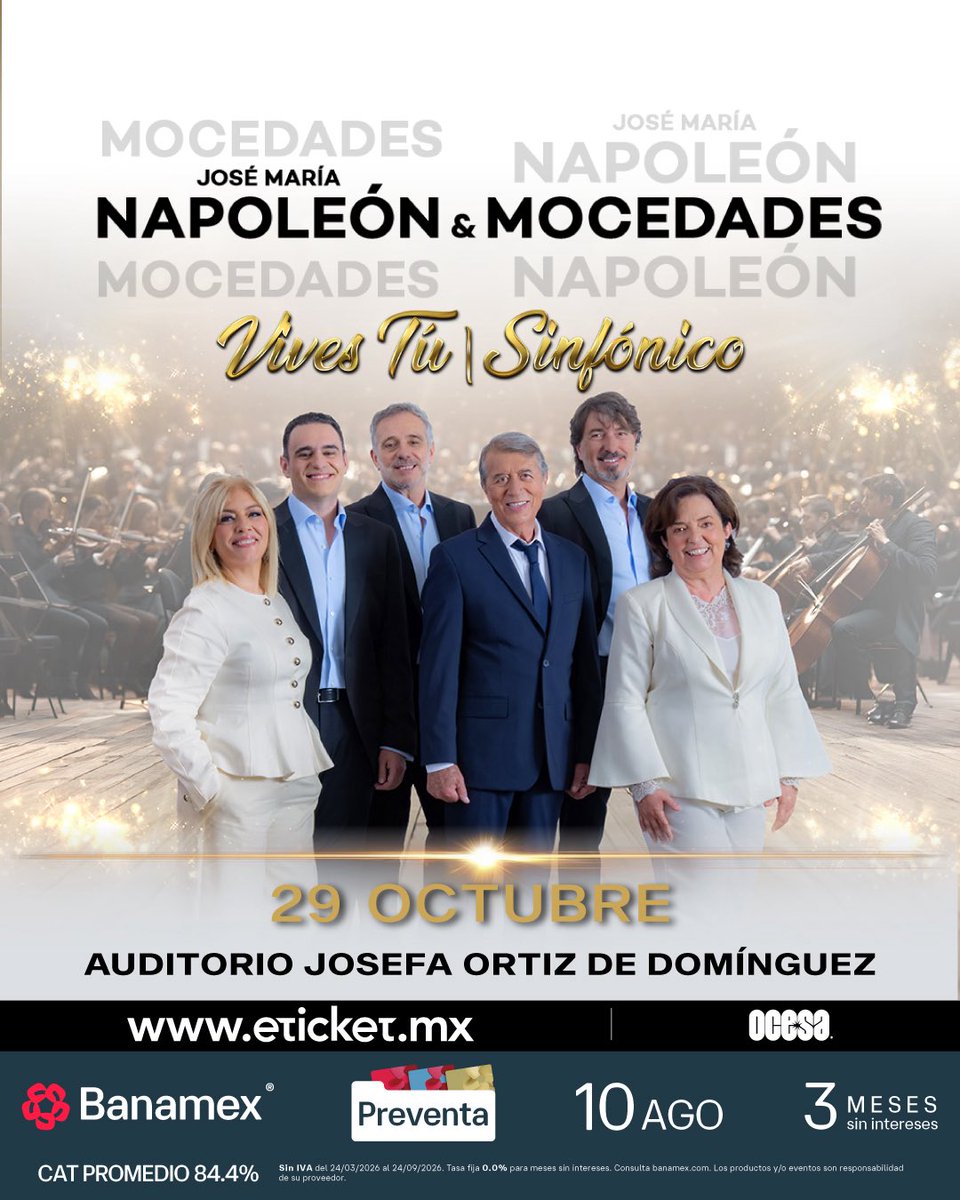 ocesa_pop's tweet photo. Napoleón y Mocedades llegan con Vives Tú Sinfónico al Auditorio Josefa Ortiz de Domínguez este 29 de octubre. 🎻🎶
🎟️ #PreventaBanamex: 10 de agosto 🎫 Venta General: 11 de agosto https://t.co/ILnrFWu8tJ