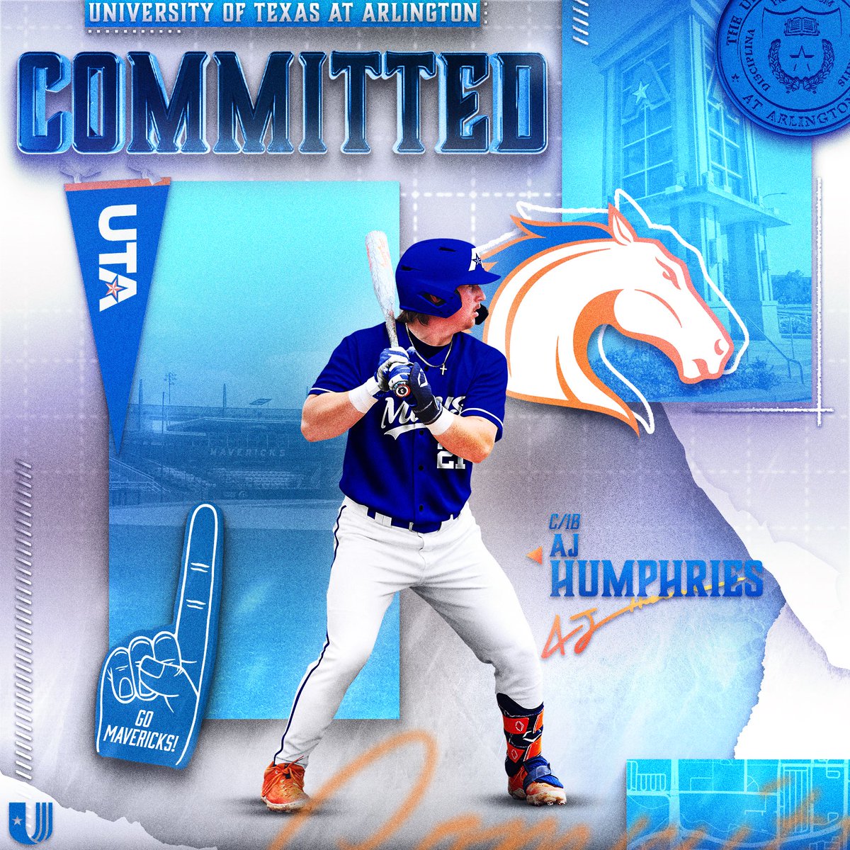 AJHumphries2's tweet photo. I’m excited to share how my next chapter will be starting when I graduate this year. I’m incredibly honored to announce my commitment to continue my academic and baseball career at UTA. @OBC_Recruits @CameronRupp @trapasso_mike @tylercrice @AmbresChip @Tyler_King19 @RaiderDugout https://t.co/NCFkBiaT9O