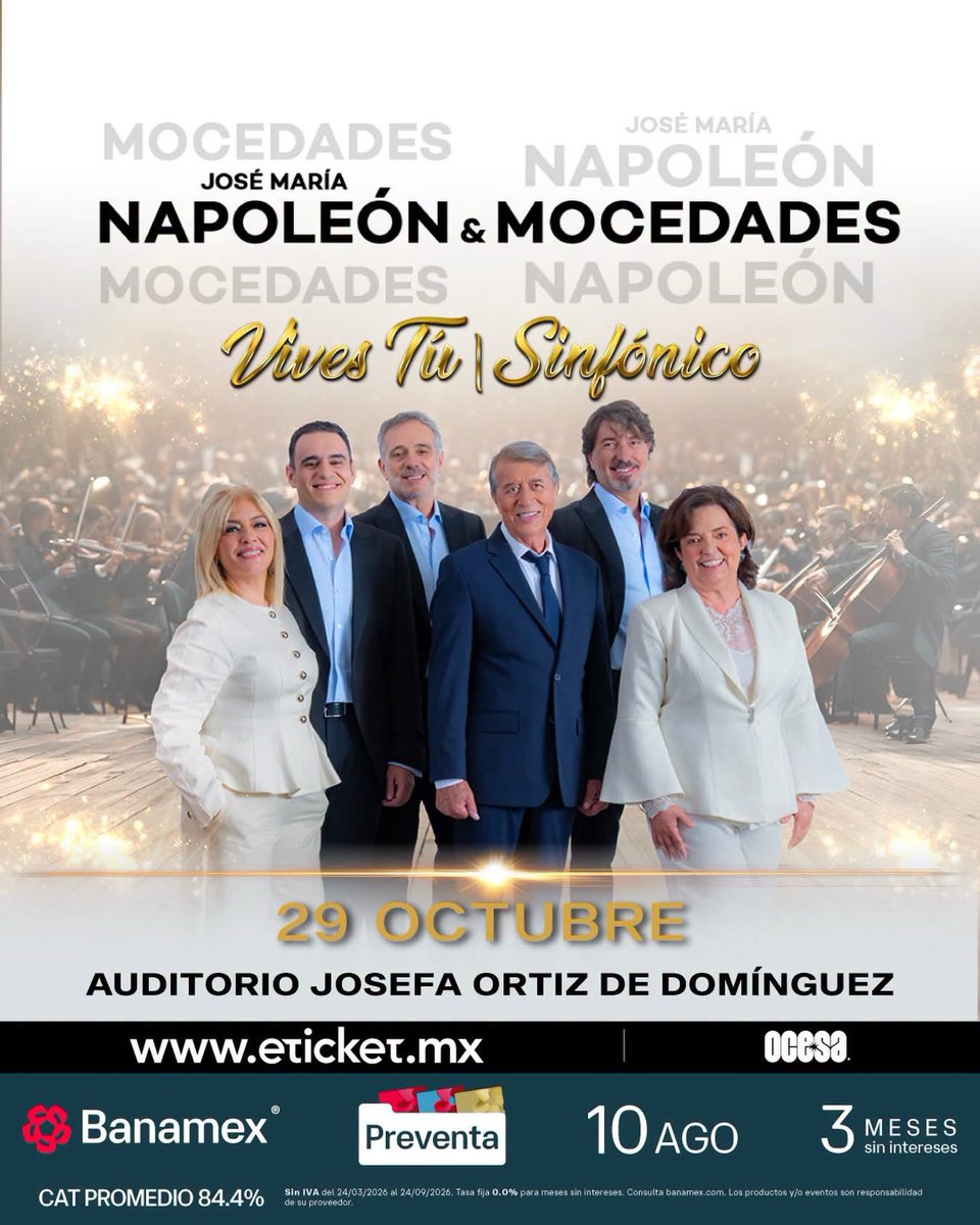 treceentmx's tweet photo. Napoleón y Mocedades llegan con Vives Tú Sinfónico al Auditorio Josefa Ortiz de Domínguez este 29 de octubre. 🎻🎶
🎟️ #PreventaBanamex: 10 de agosto 🎫 Venta General: 11 de agostoq https://t.co/HwFt67zAny