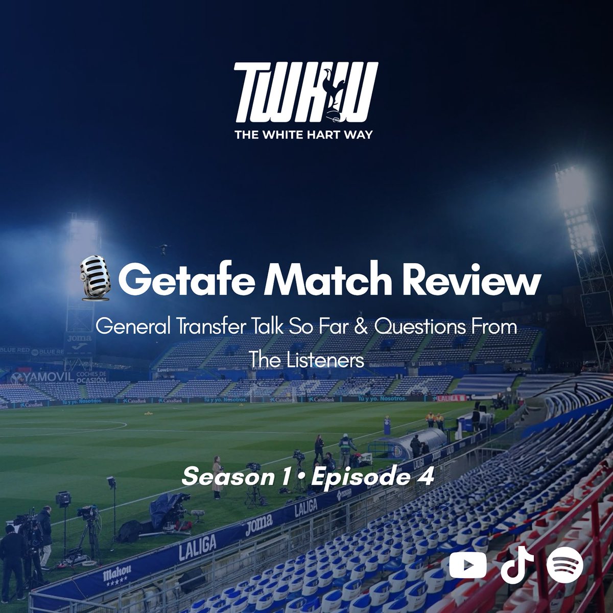 TheWhiteHartWay's tweet photo. 🚨NEW EPISODE THIS SUNDAY

Season 1 • Episode 4

Getafe Match Review, Transfer Talk So Far & Questions From The Listeners

Hosted by @WilliamBanks_SD, joined by @AnthonyDwayneM1  and @SpursMedia_ (Jamie Imber).

We're recording tomorrow, and we can't wait to share another episode with you all.

🎧Spotify: https://t.co/DRSwNIYERf
▶️YouTube: https://t.co/5dSSIgLdqH