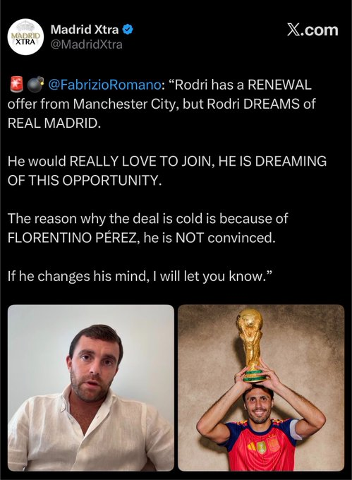KDCGlobal_'s tweet photo. Rodri REJECTED MADRID for Barca 😆😆🤡 https://t.co/3ZDdILZ7Q2