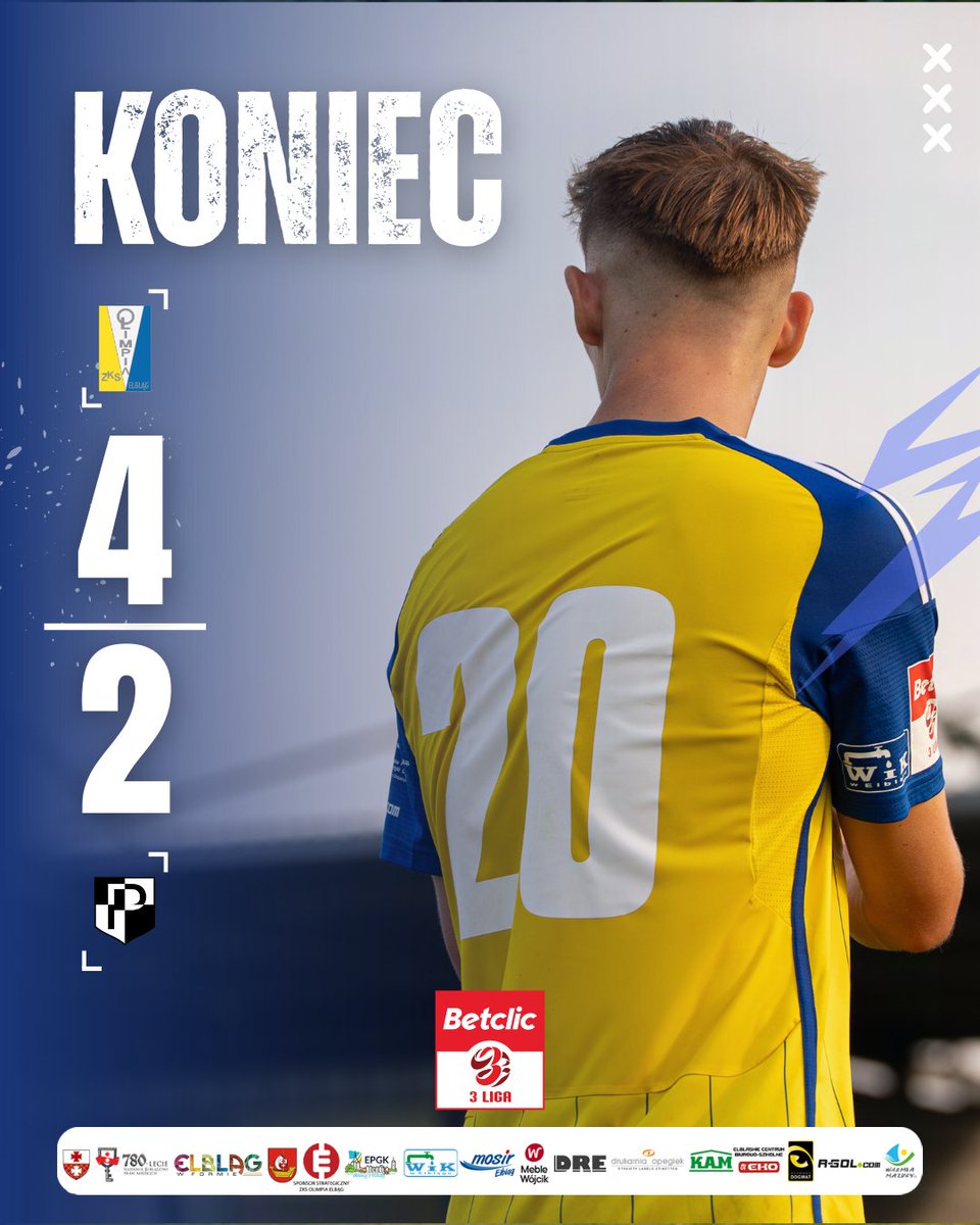 ZKSOlimpia's tweet photo. 🏁 KONIEC MECZU!

Ależ to było widowisko! Padło aż 6 bramek, a najważniejsze jest jedno – 3 punkty zostają w Elblągu! 🔥

Dziękujemy wszystkim kibicom za fantastyczny doping i wspólne emocje. Do zobaczenia na kolejnym meczu! 👏

90' | Olimpia Elbląg 4:2 Polonia Lidzbark Warmiński

#Elblag #elblagwformie #MiastoElblag
-------------------------------------------
Michał Missan - Prezydent Elbląga | Miasto Elbląg | Ciepło dla Elbląga • EPEC | Elbląskie Przedsiębiorstwo Gospodarki Komunalnej Spółka z o.o. | Elbląskie Przedsiębiorstwo Wodociągów i Kanalizacji | MOSiR Elbląg | Powiat Elbląski | Warmia i Mazury. Zdrowe życie, czysty zysk | https://t.co/khn2nSWF3N